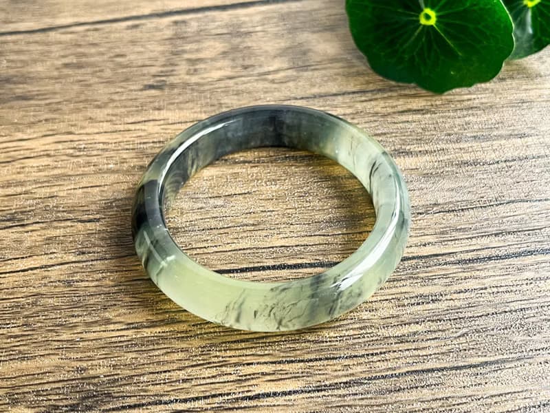 【一物一圖】天然遼寧岫玉手鐲 手鐲圈口54.2mm 水墨