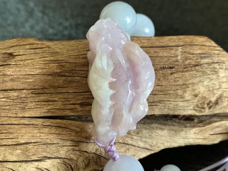 快速出貨免費開光天然緬甸玉翡翠招財貔貅手鍊 手工紫羅蘭