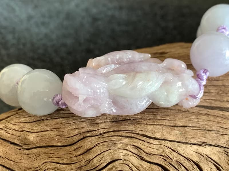 快速出貨免費開光天然緬甸玉翡翠招財貔貅手鍊 手工紫羅蘭
