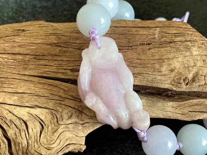 快速出貨免費開光天然緬甸玉翡翠招財貔貅手鍊 手工紫羅蘭