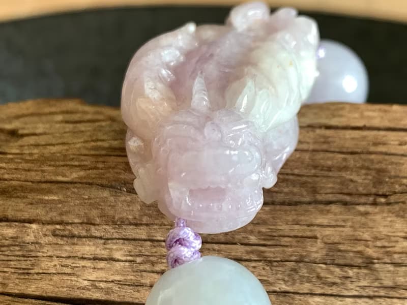 快速出貨免費開光天然緬甸玉翡翠招財貔貅手鍊 手工紫羅蘭