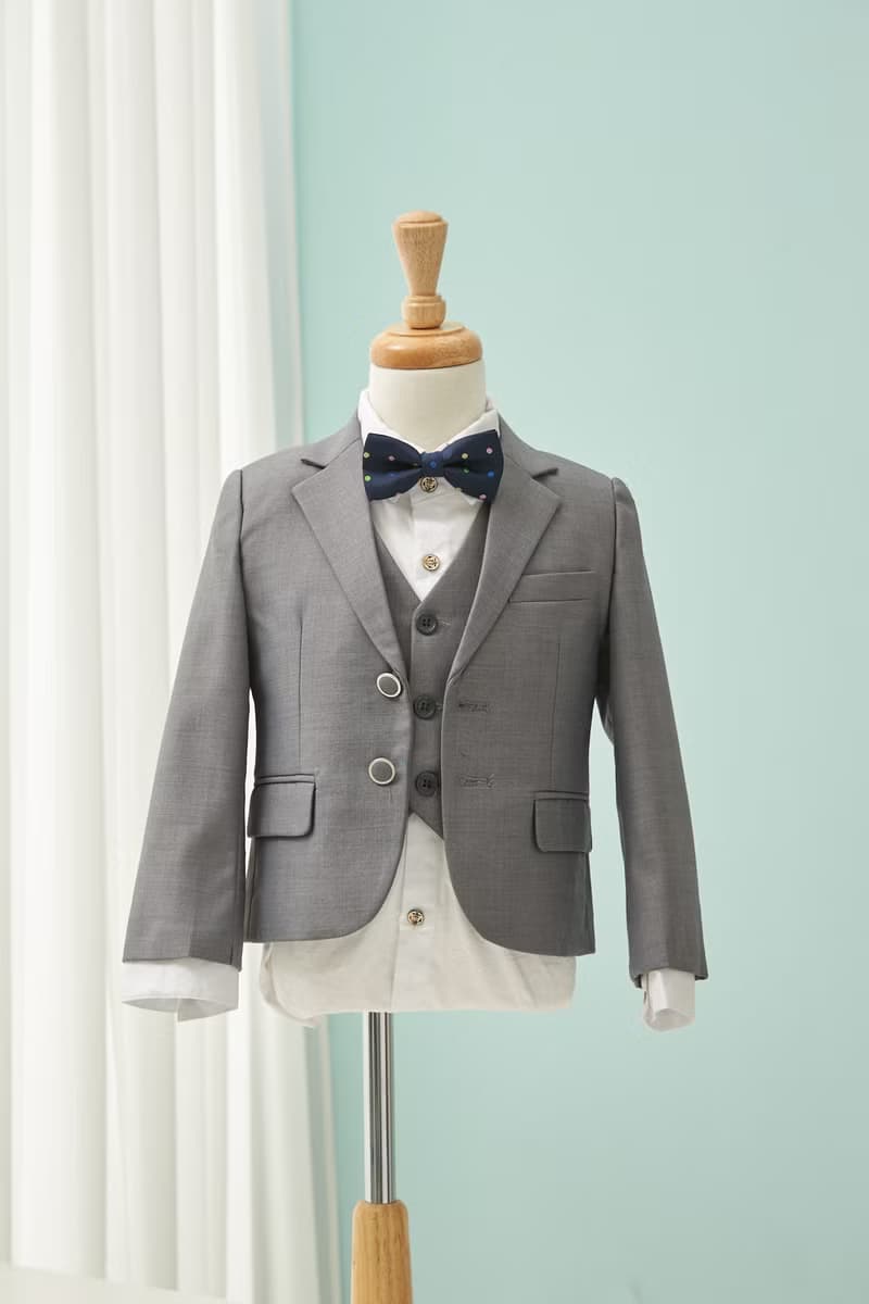 HAO.HAO kids 經典素面西裝-素灰色(三件組)