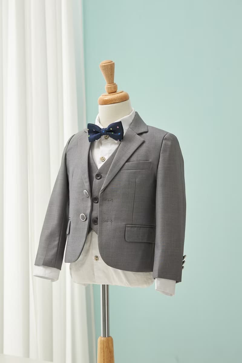 HAO.HAO kids 經典素面西裝-素灰色(三件組)