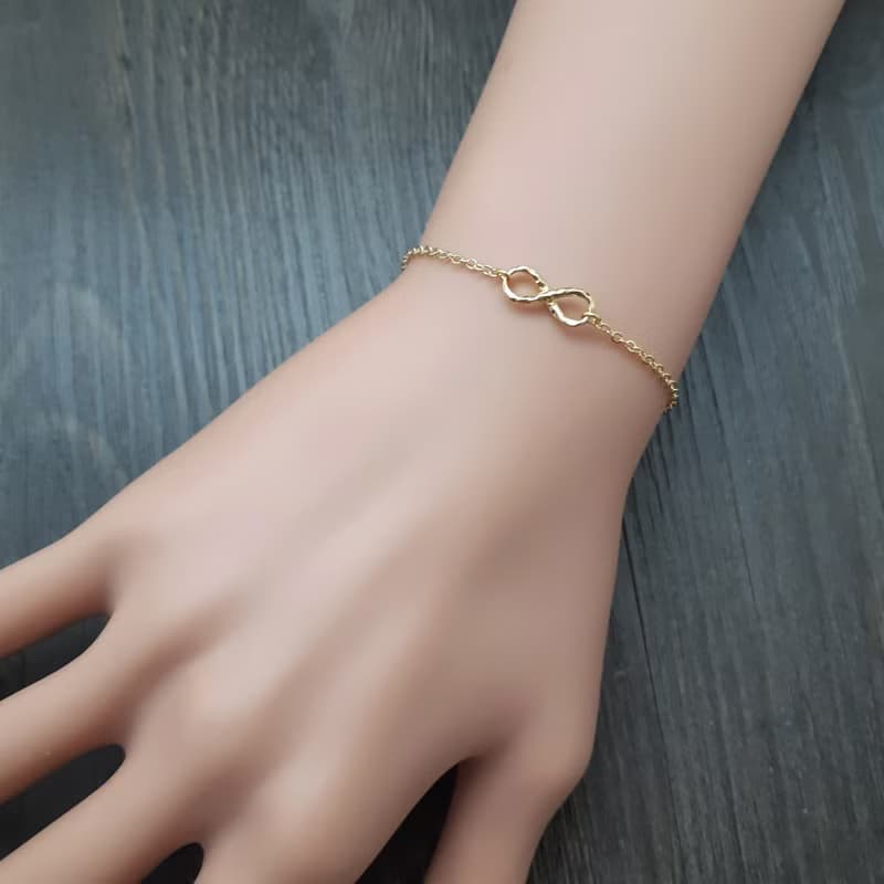 銅鍍18K金 無限符號 細鍊手環 手鍊
