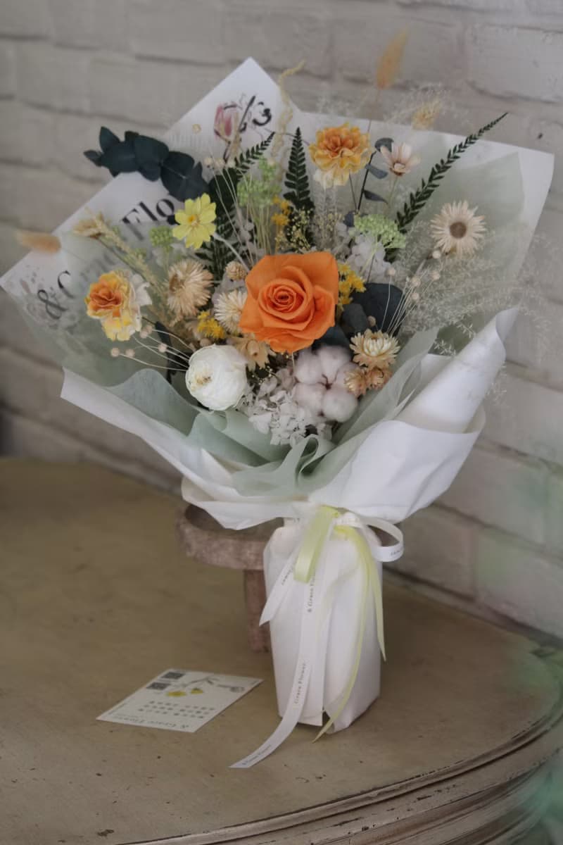 【相約巴黎-春天晨曦永生玫瑰花束】