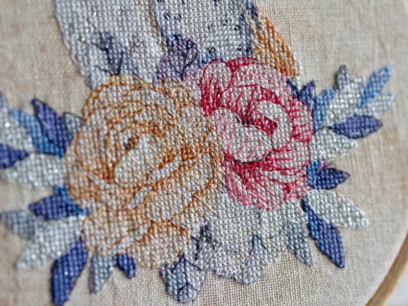 【數位】Moonlight Bird and Bouquet II PDF cross stitch pattern 鸟花十字绣