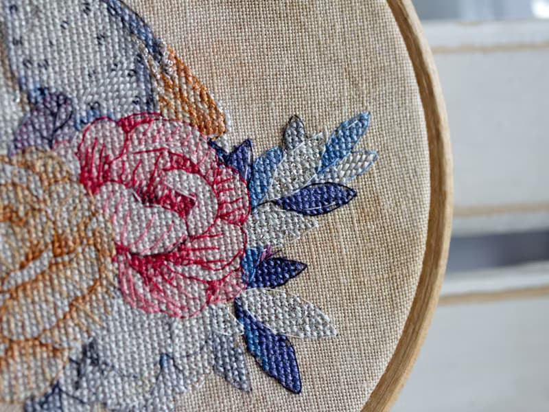 【數位】Moonlight Bird and Bouquet II PDF cross stitch pattern 鸟花十字绣