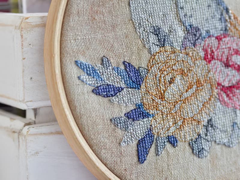 【數位】Moonlight Bird and Bouquet II PDF cross stitch pattern 鸟花十字绣