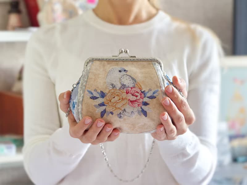 【數位】Moonlight Bird and Bouquet II PDF cross stitch pattern 鸟花十字绣