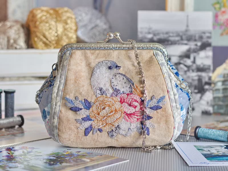 【數位】Moonlight Bird and Bouquet II PDF cross stitch pattern 鸟花十字绣