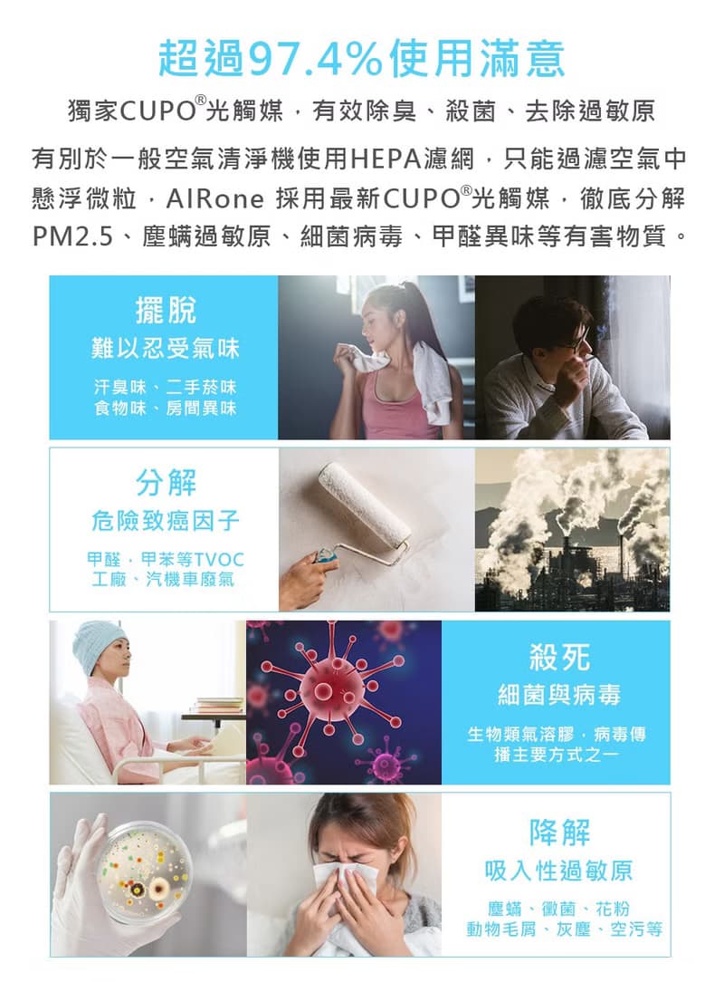 AIRone 智慧型光觸媒空氣淨化器 金澄橘 0耗材異味甲醛病菌都消滅