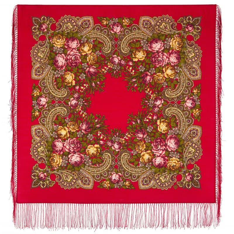 Authentic Pavlovo Posad Russian Shawl Scarf Soft 100% Wool 89x89 cm 779-3