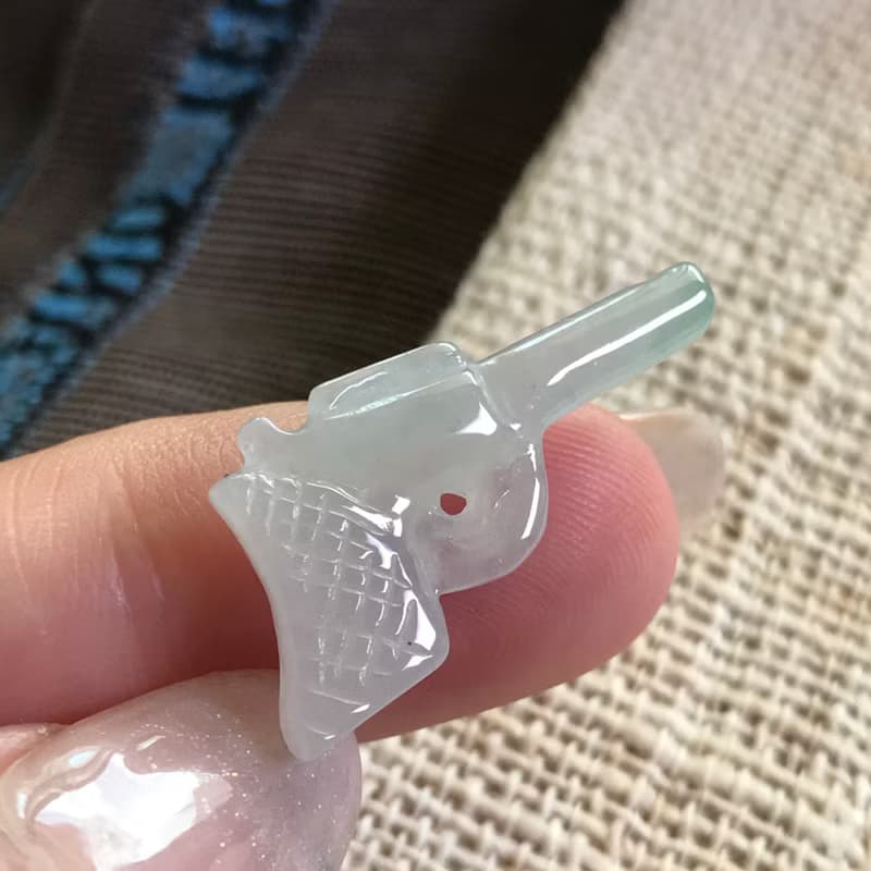 冰飄花翡翠手槍 | 天然緬甸A貨翡翠 | 送禮