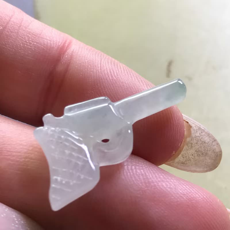 冰飄花翡翠手槍 | 天然緬甸A貨翡翠 | 送禮