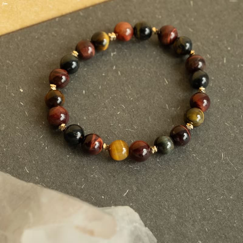 彩虎眼石 紅虎眼 黃虎眼 藍虎眼 黃藍虎眼丨天然礦石水晶手鍊手串