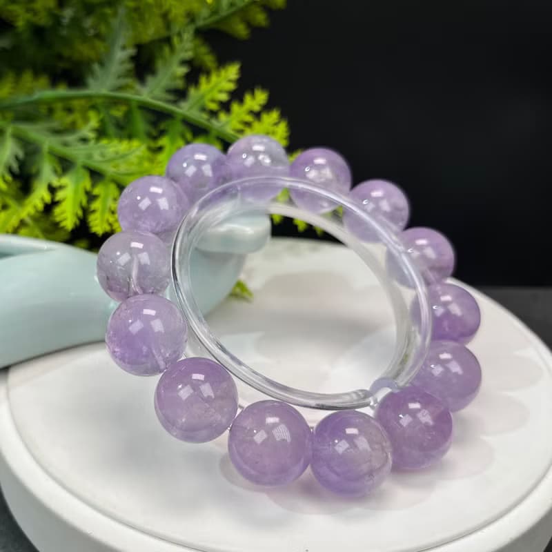 精品天然薰衣草紫水晶手串16.5mm冰透彩虹閃片大顆粒手錬單圈男女