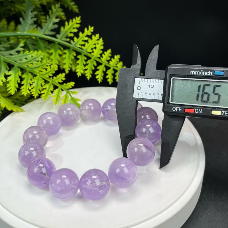 精品天然薰衣草紫水晶手串16.5mm冰透彩虹閃片大顆粒手錬單圈男女