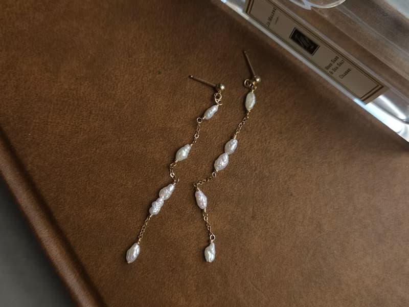 淡水珍珠巴洛克小米耳環/14kgf/可愛/通勤/氣質/別緻