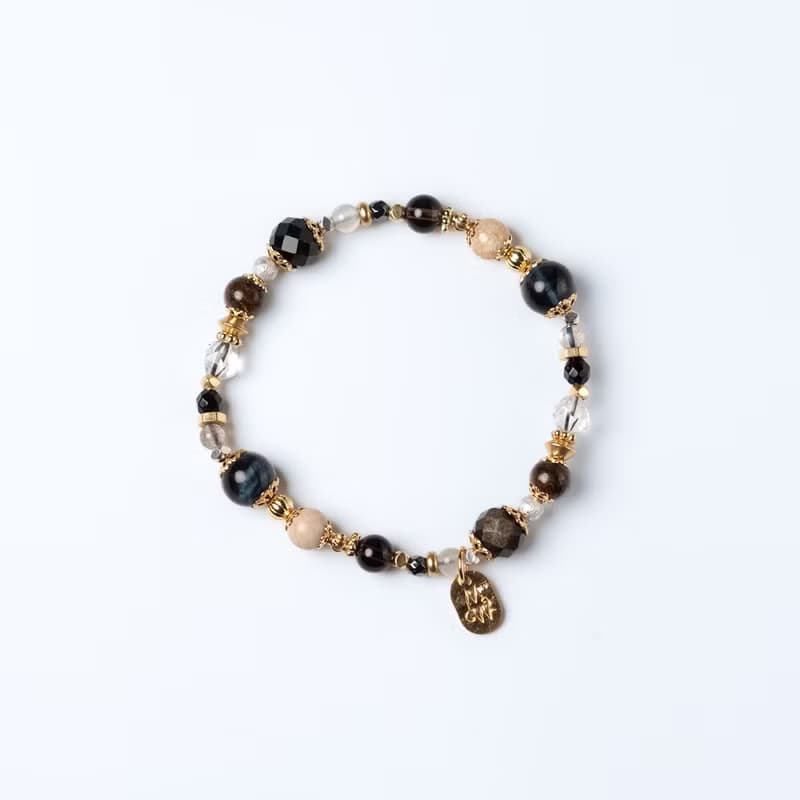 肖像的對話 I 藍虎眼茶晶珊瑚玉金曜石手鍊 C1665