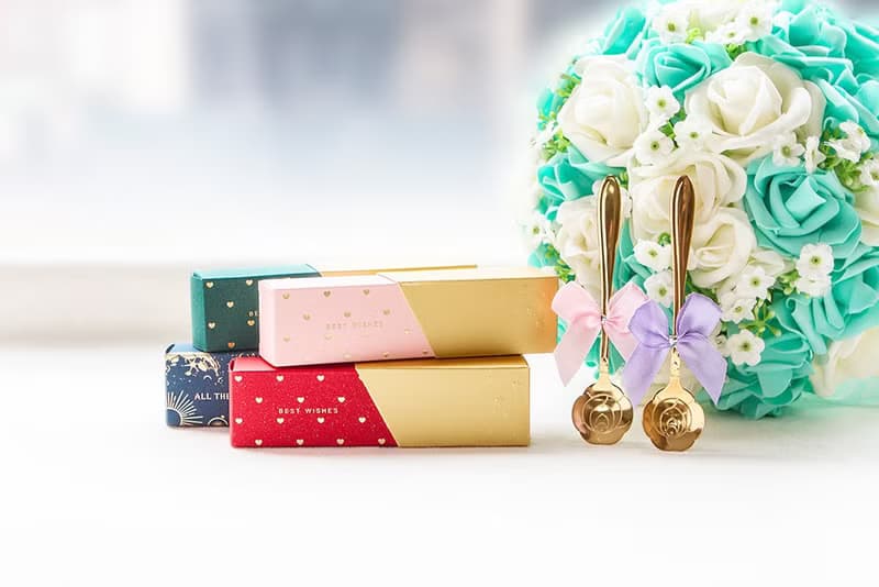 時尚閃金包裝 玫瑰湯匙二入組 實用禮物 禮盒 禮贈品 婚禮 咖啡