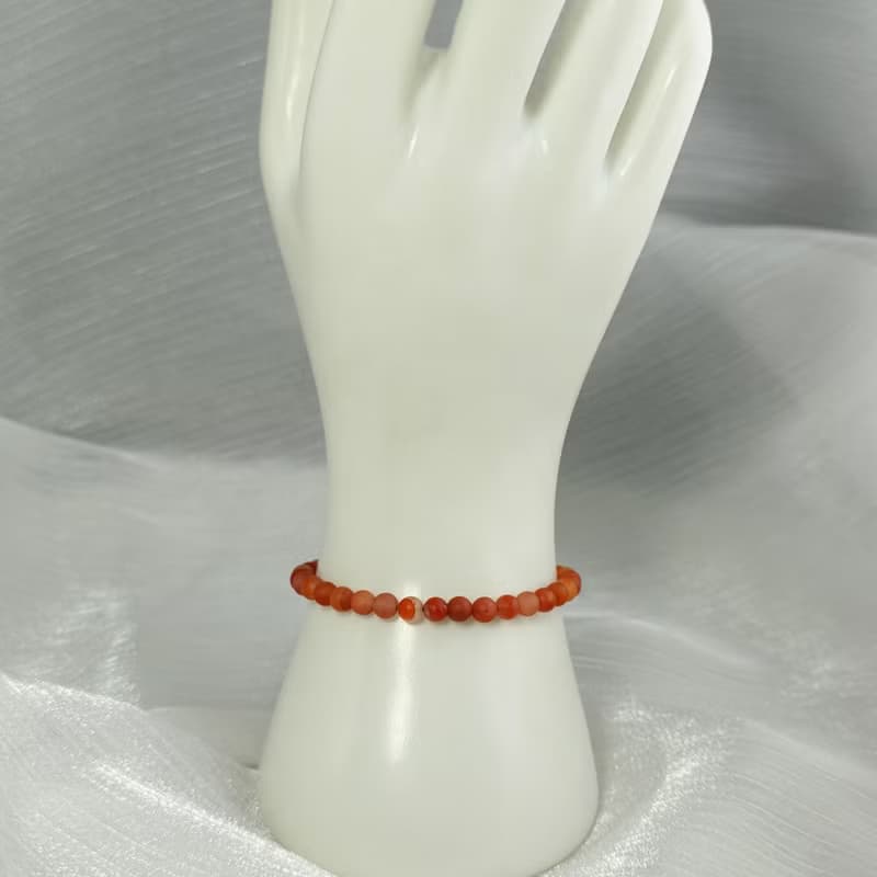 手鍊 磨砂質感 天然 南紅瑪瑙 貝殼花 翡翠珠 925銀飾 蠟線 編織