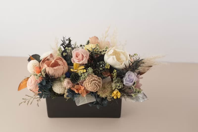 歐式森林永生盆花 永生玫瑰花 乾燥花 開幕盆花 祝賀花禮 紀念日