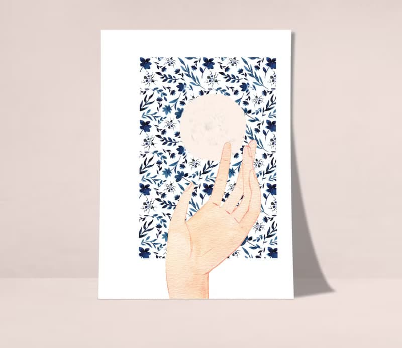 【數位】藍色花朵海報數位 JPEG 可列印牆面畫廊牆面藝術花卉印刷