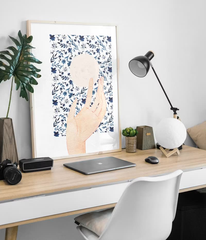 【數位】藍色花朵海報數位 JPEG 可列印牆面畫廊牆面藝術花卉印刷