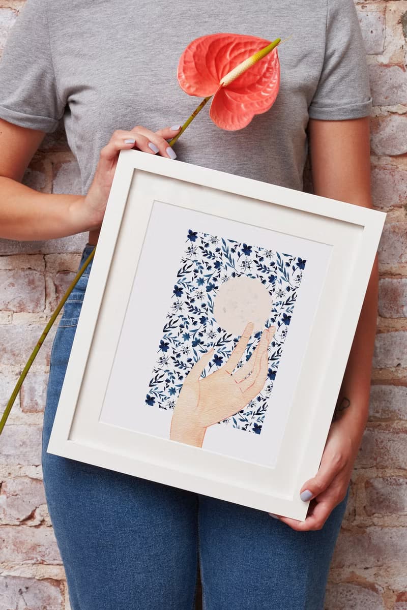 【數位】藍色花朵海報數位 JPEG 可列印牆面畫廊牆面藝術花卉印刷