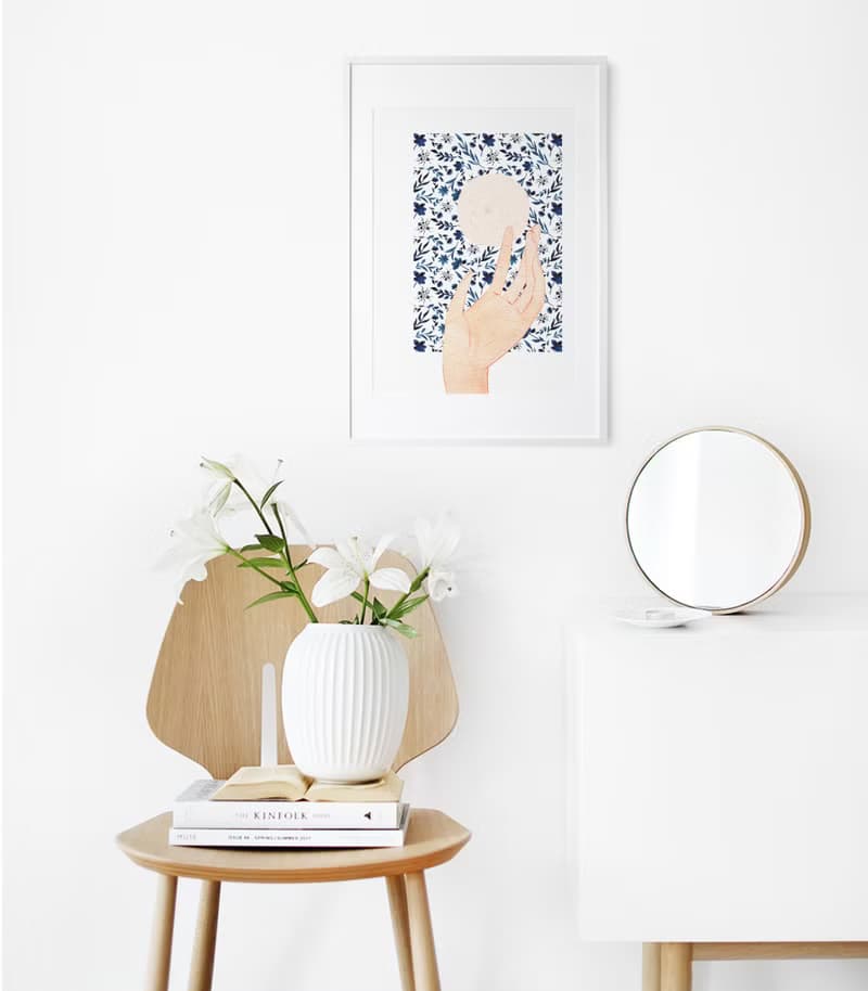 【數位】藍色花朵海報數位 JPEG 可列印牆面畫廊牆面藝術花卉印刷