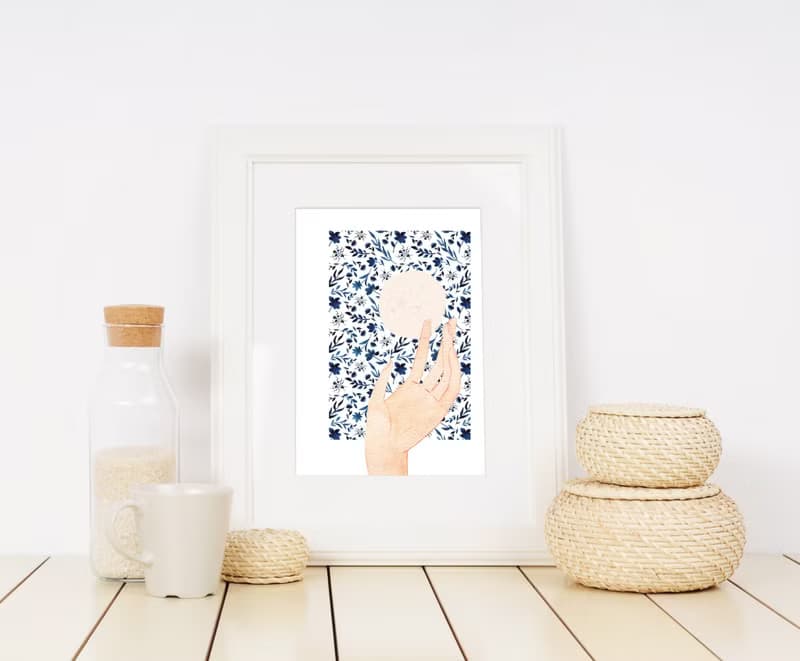 【數位】藍色花朵海報數位 JPEG 可列印牆面畫廊牆面藝術花卉印刷