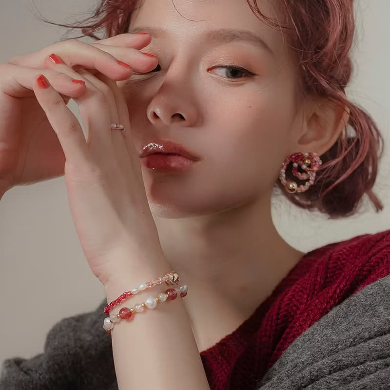 FLOAT - 石榴蘇打 * 珍珠 草莓晶 耳環 手環 戒指