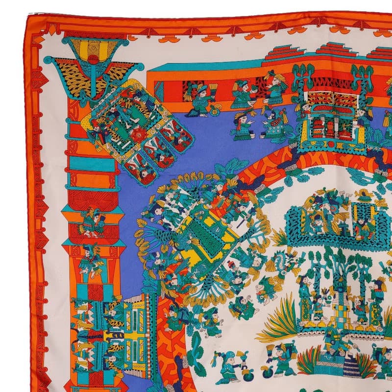 【日本直送】エルメス HERMES カレ90 スカーフ ASTRES et SOLEILS 天体と太陽 シルク 青 レディース【中古】