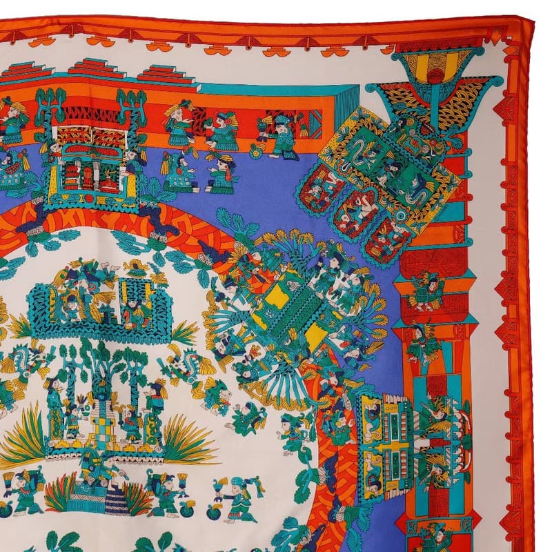 【日本直送】エルメス HERMES カレ90 スカーフ ASTRES et SOLEILS 天体と太陽 シルク 青 レディース【中古】
