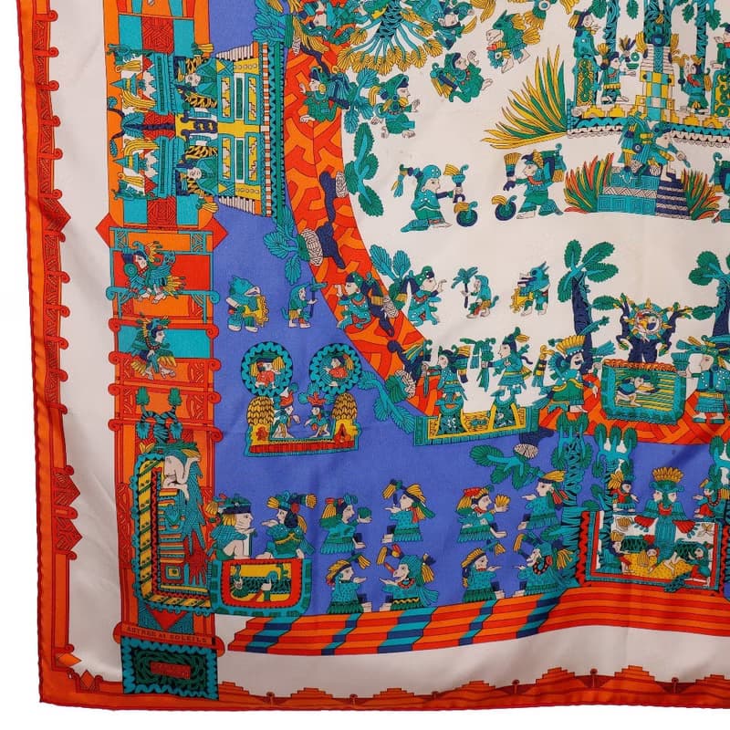 【日本直送】エルメス HERMES カレ90 スカーフ ASTRES et SOLEILS 天体と太陽 シルク 青 レディース【中古】