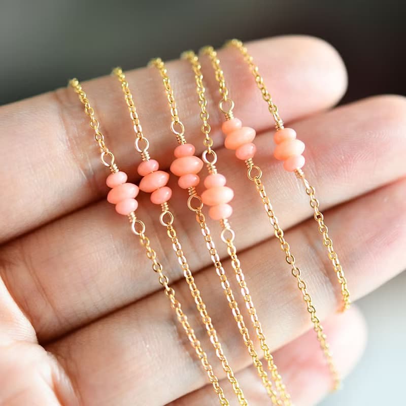 運気を上げる　コーラル ピンクサンゴのブレスレット 3月の誕生石