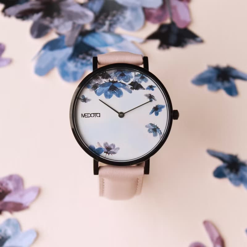 Blossom花朵系列粉色真皮錶帶女錶 / BO-8801
