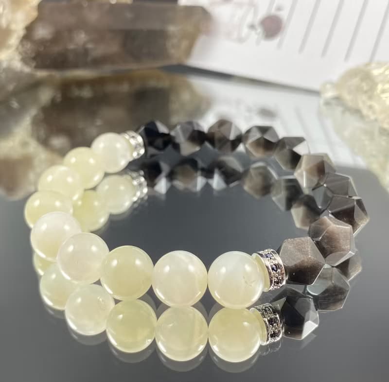Black or White | 月光石 銀曜石 | 和平的價值觀 | 男士水晶手鍊