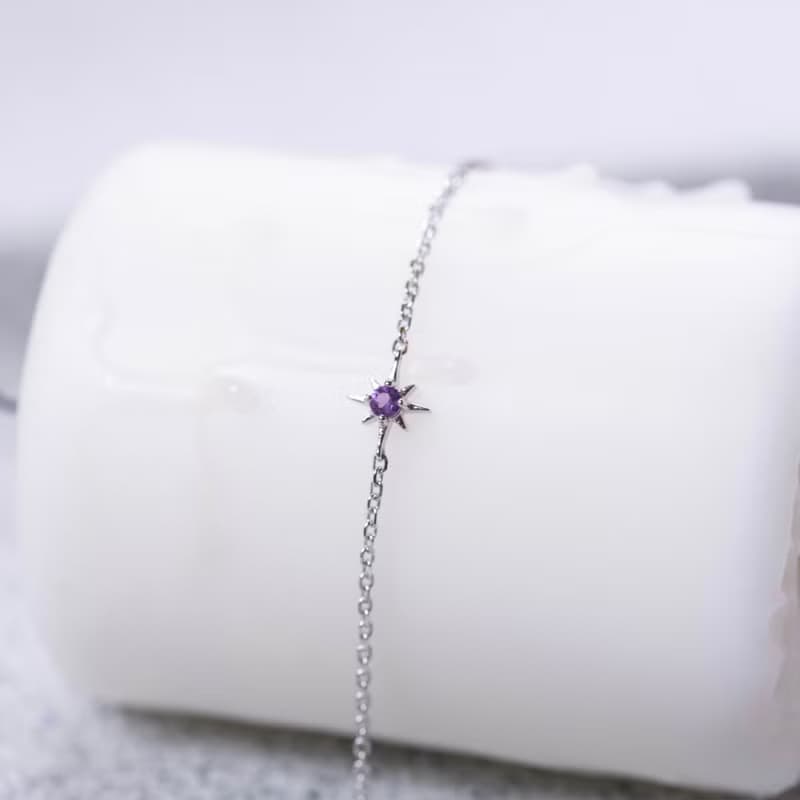 紫水晶925純銀星芒手鍊