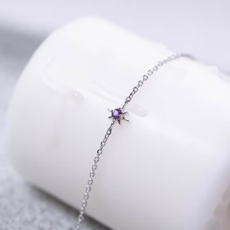 紫水晶925純銀星芒手鍊