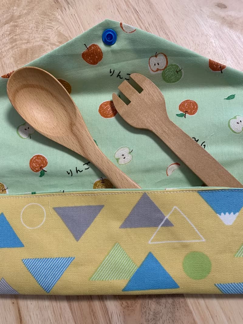 文青風環保純棉筷袋 真愛拼圖 舒爽黃 日本 潮物 收纳 手作餐具