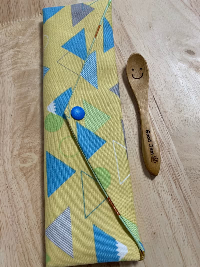 文青風環保純棉筷袋 真愛拼圖 舒爽黃 日本 潮物 收纳 手作餐具