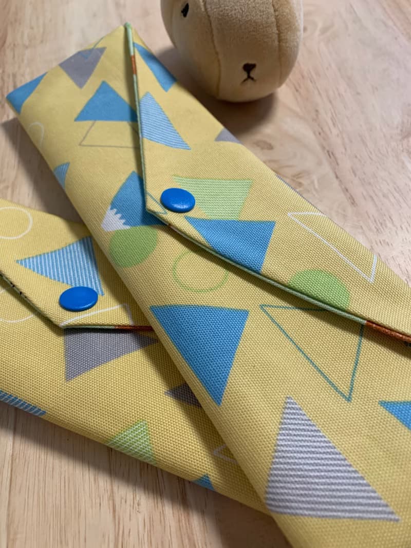 文青風環保純棉筷袋 真愛拼圖 舒爽黃 日本 潮物 收纳 手作餐具