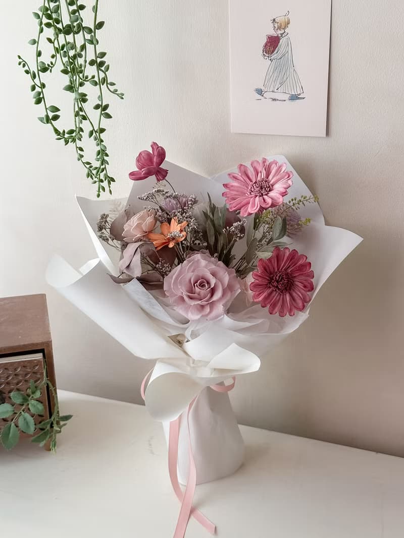 畢業花束 太陽花 永生花 莓夏光芒 畢業季
