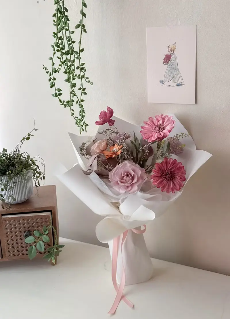 畢業花束 太陽花 永生花 莓夏光芒 畢業季