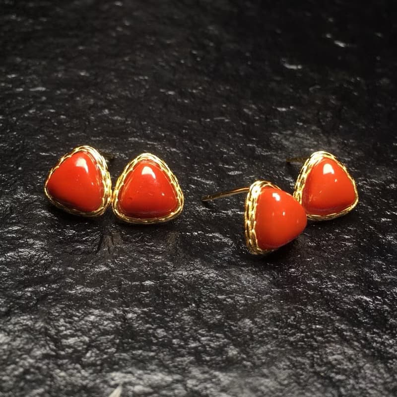 精品天然南紅耳釘 滿色滿肉顏色紅潤 豔麗 油潤光亮無瑕疵