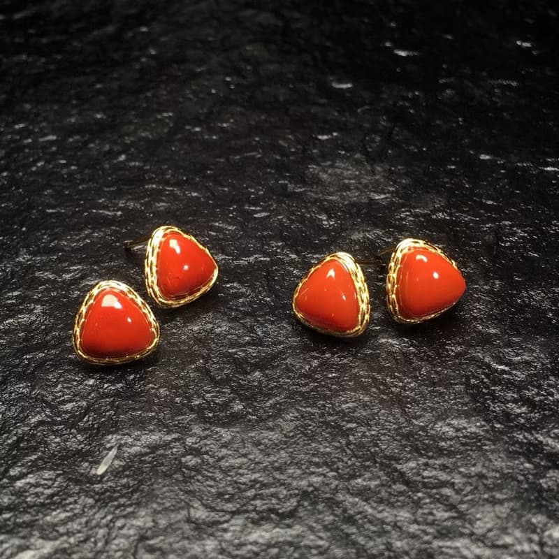 精品天然南紅耳釘 滿色滿肉顏色紅潤 豔麗 油潤光亮無瑕疵