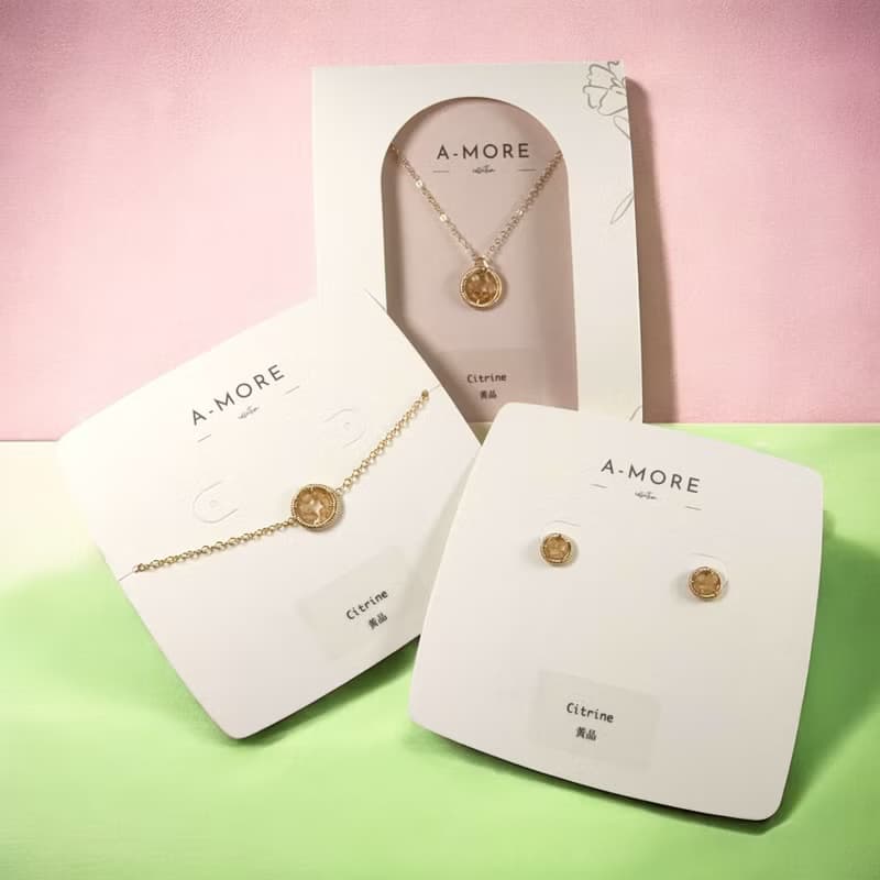 Halo【11月誕生石】黃水晶耳釘耳環 / 14KGF / 天然石