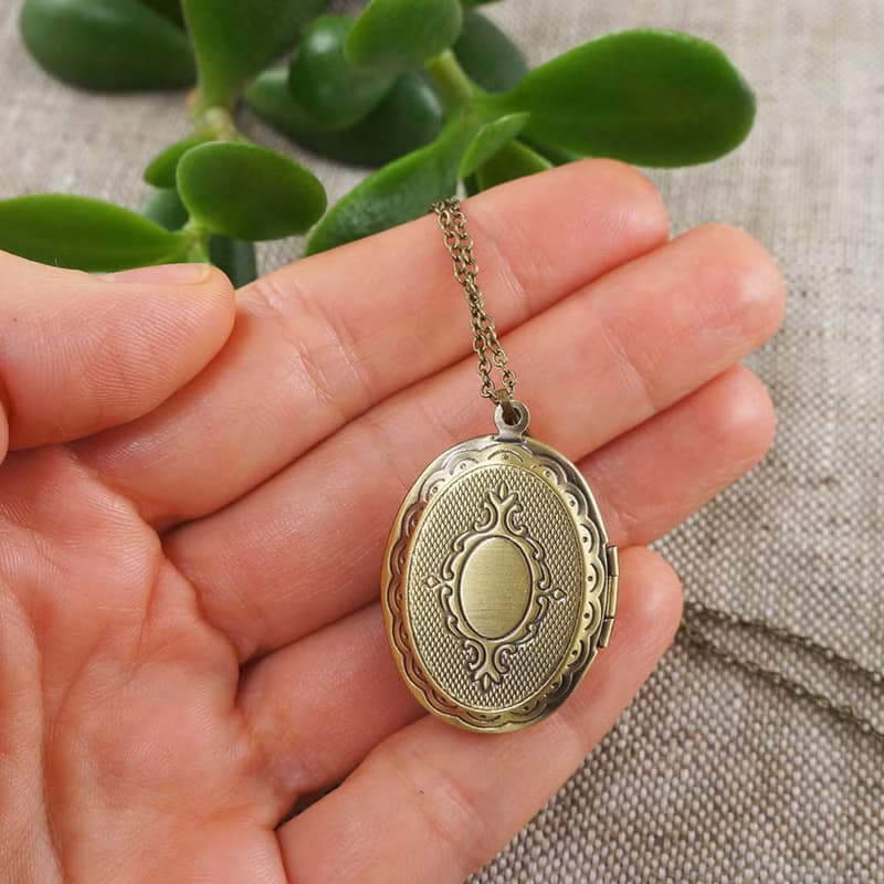 Mookaite Jasper Photo Locket Necklace Yellow Red Jasper Pendant Necklace Jewelry