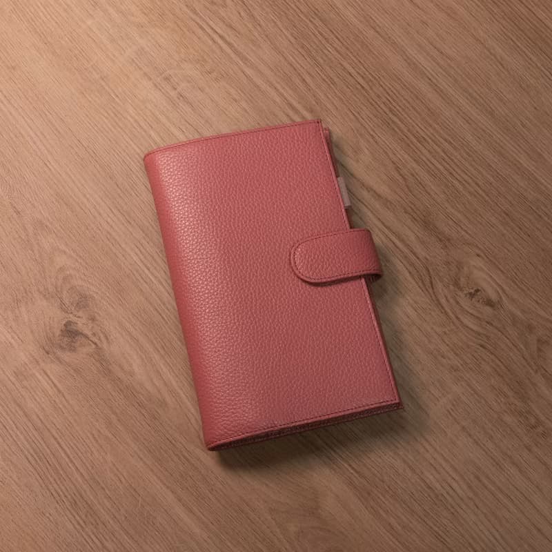 A5 Slim 6孔真皮活頁手帳|筆記本|萬用手冊 - 胭脂粉x淺粉